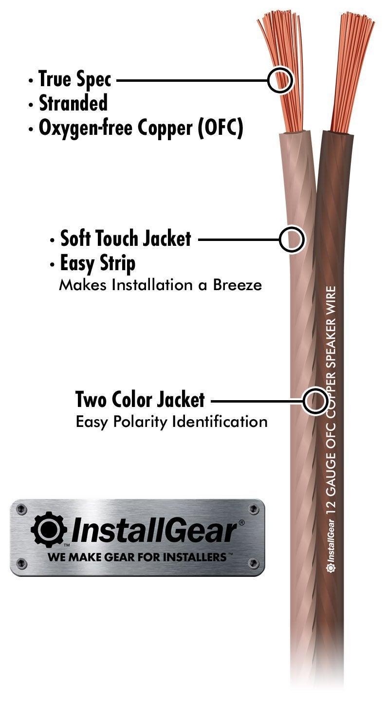 InstallGear 12 Gauge Speaker Wire - 30ft Brown 12 AWG - Deoxidized Copper True Spec Soft Touch OFC Cable for Outdoor Speakers - Image 2
