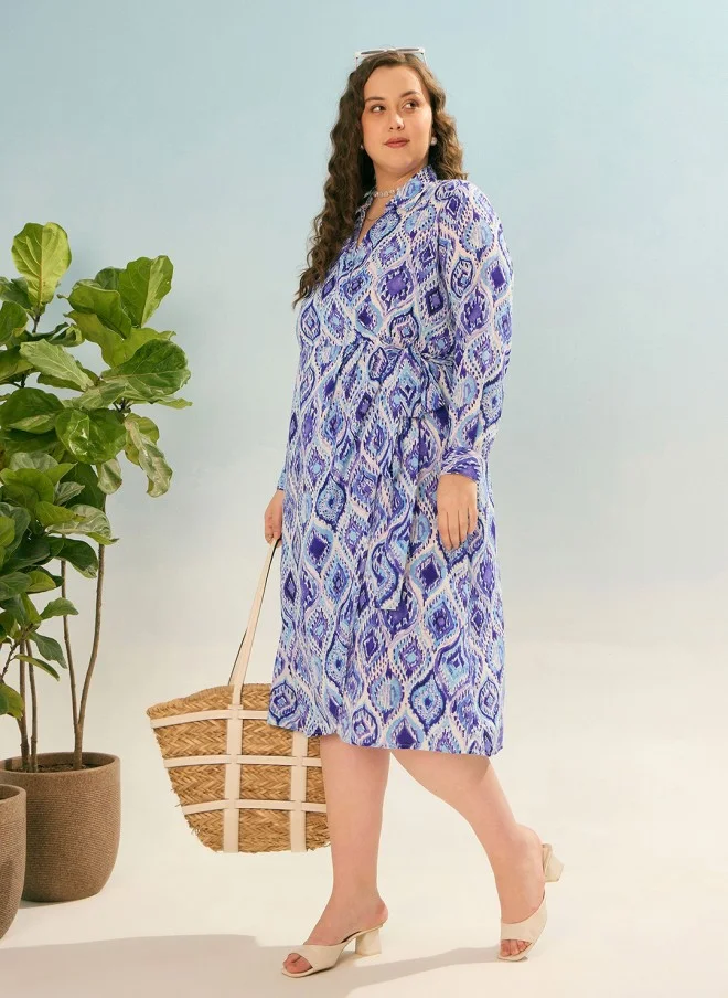 ساسافراس Abstract Printed Wrap Dress for Women
