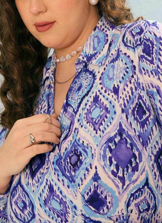 SASSAFRAS Abstract Printed Wrap Dress for Women