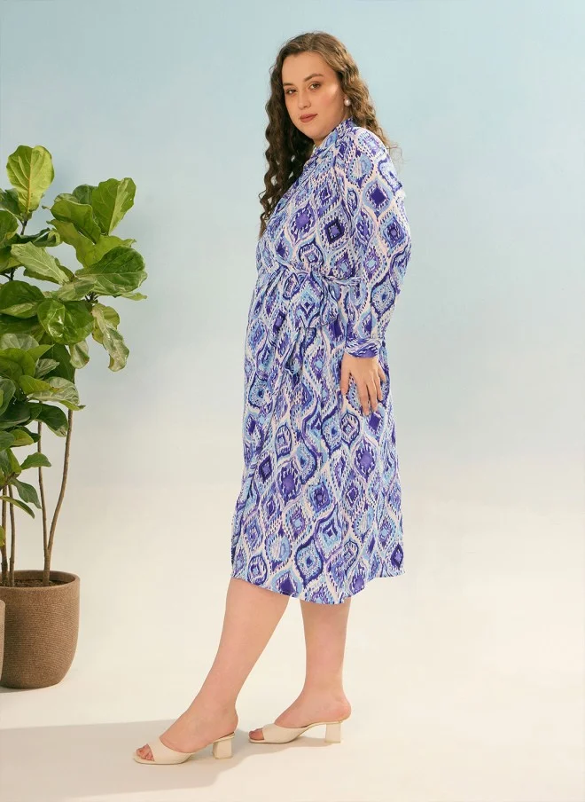 ساسافراس Abstract Printed Wrap Dress for Women
