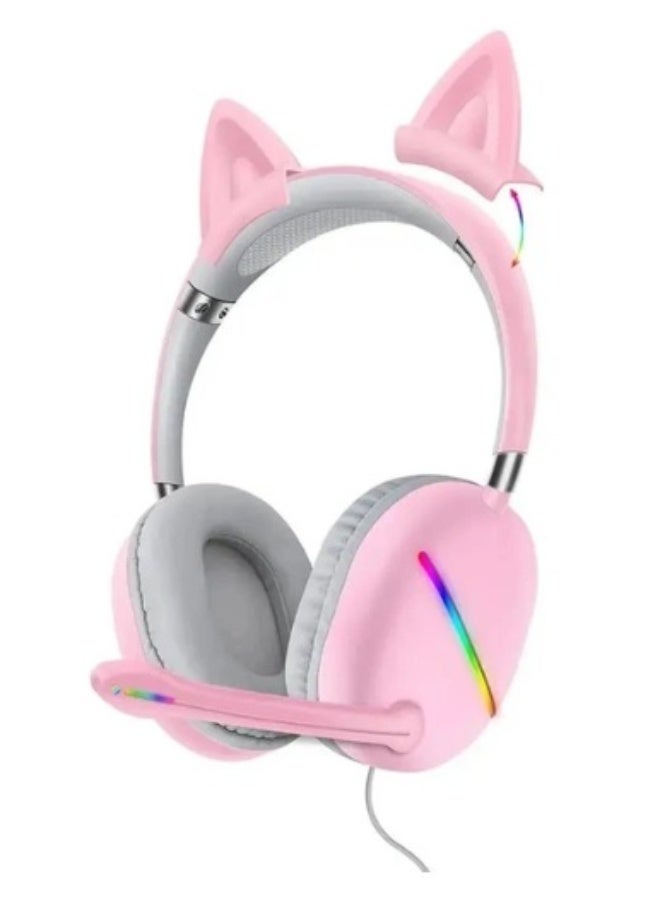 AKZ D52 wired headphones, full-ear design, with microphone, RGB lighting, and a 1.75m cable. - Image 1