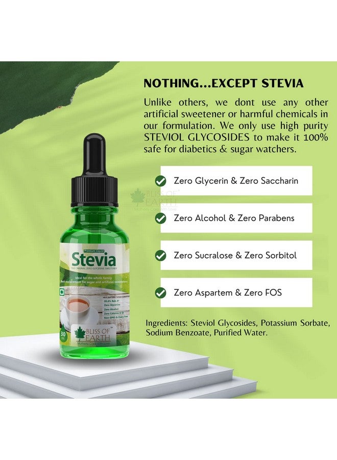 BLISS OF EARTH قطرات ستيڤيا السائلة من بليس أوف إيرث خالية من السكر صفر سعرات حرارية صديقة لمرضى السكري والحمية الكيتونية بديل السكر خالية من الجليسرين 99.8% REB زجاجة pack من 3x30 مل - Image 2