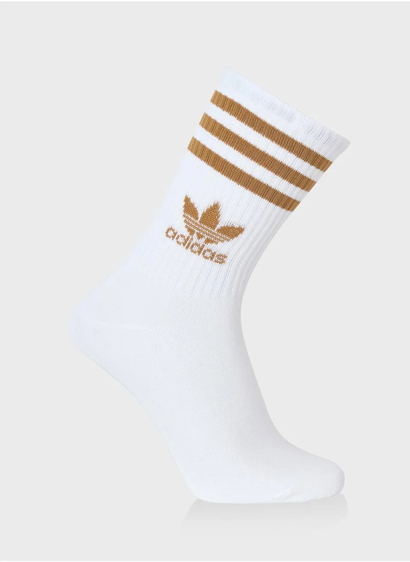adidas Originals 3 Pack 3 Stripe Crew Socks