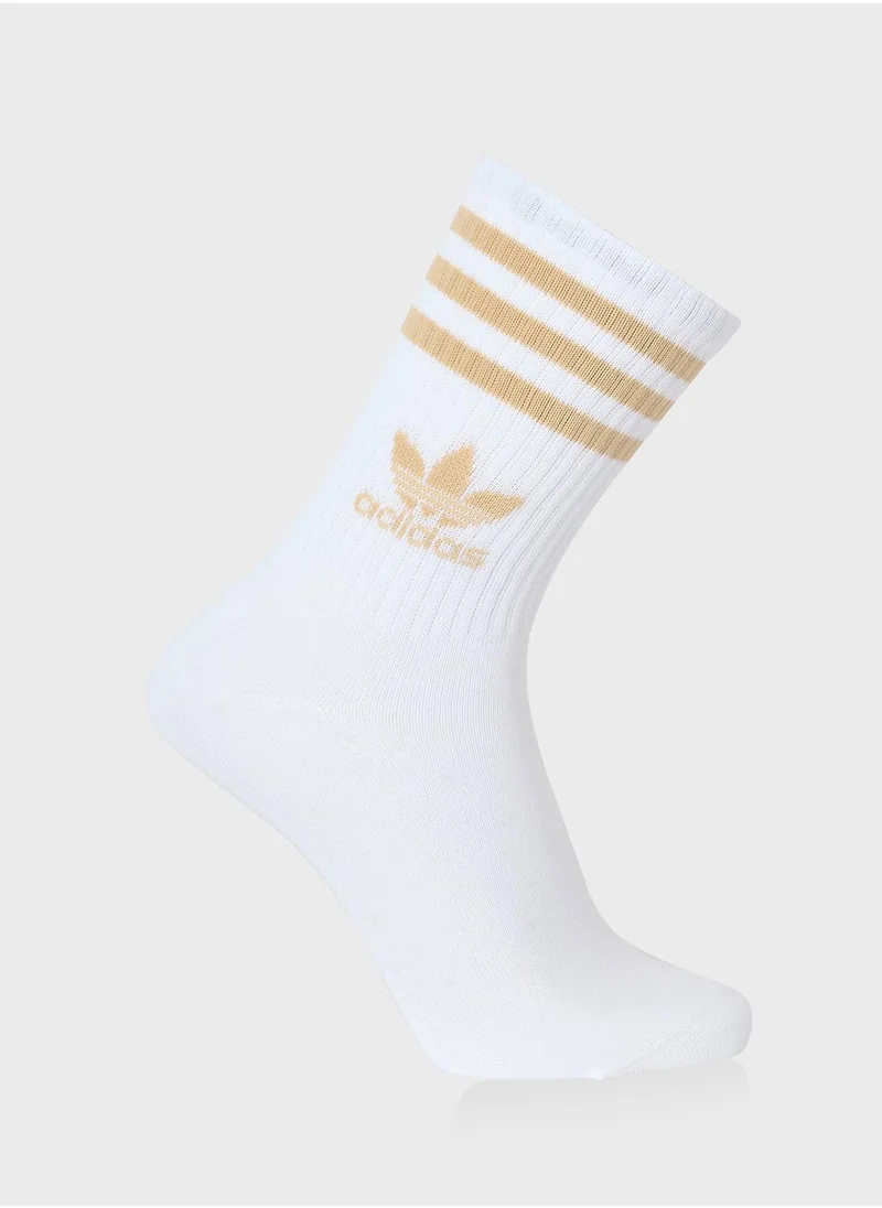 adidas Originals 3 Pack 3 Stripe Crew Socks