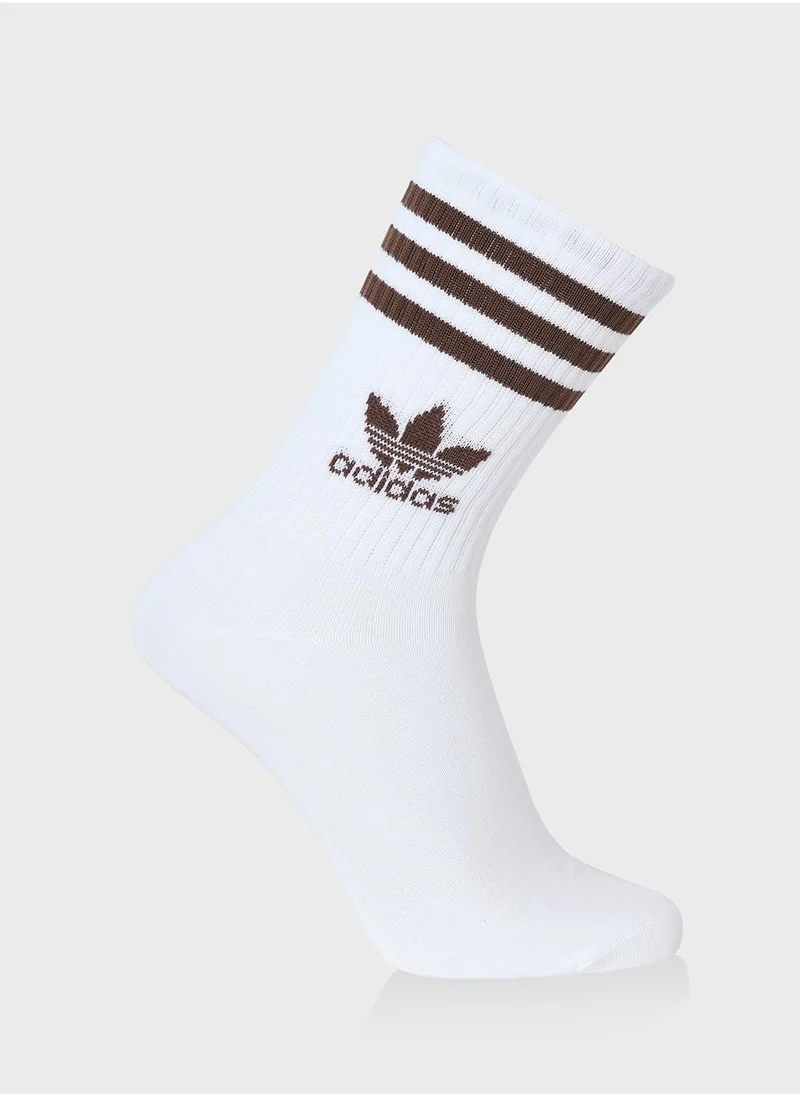 adidas Originals 3 Pack 3 Stripe Crew Socks