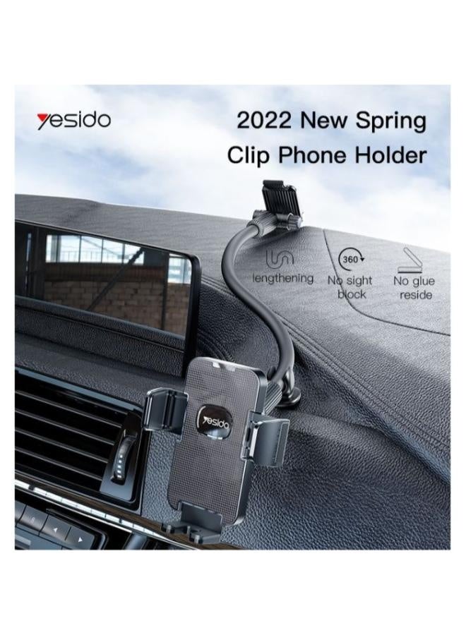Yesido C137 360 Arm Truck Car Adjustable Smart Phone Dash Windshield Spring Clip Phone Holder - Image 2