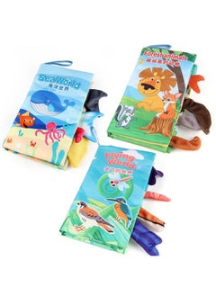 Generic Baby Baby Sea Land Air Tail Cloth Book Chinese And English Ocean Forest Flying Animals Palm Book Early Education Toys-Color:JL563 Bilingual Cloth Book (3 Books And 1 Set) 112g By Sea, Land And Air In Chinese And English  - Image 1