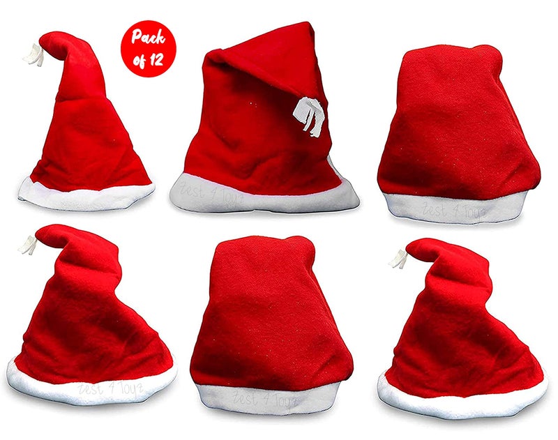 Zest 4 Toyz Christmas Accessories for Kids, Party, Decoration, Festival Fun, 12 X MAS Santa Cap - Image 2