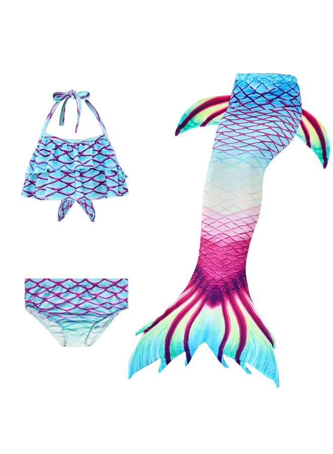 Swimsuit - Girls Mermaid Tail Swimsuit - Sky blue sa22, 120 - Kids Swimming Costume, Beach Bikini, Summer Swimwear, Quick Dry, Pool Party, Bathing Suit Swimsuit - Image 1