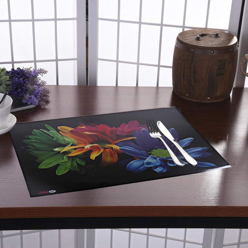 Kuber Industries Flower Printed PVC Waterproof, Oil Proof, Easy to Clean Placemats Table Mats for Dining(Set of 4, Multicolour, Polyvinyl Chloride)|Stylish and Functional Dining Table Accessories - Image 4