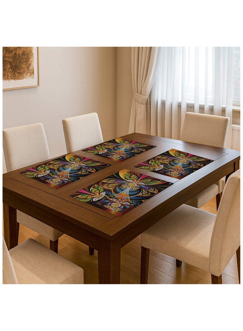 Kuber Industries Flower Printed PVC Waterproof, Oil Proof, Easy to Clean Placemats Table Mats for Dining(Set of 4, Multicolour, Polyvinyl Chloride)|Stylish and Functional Dining Table Accessories - Image 1
