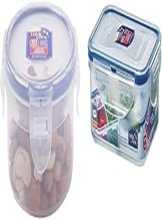 LocknLock LocknLock Round Food Container, 300 ml HPL932 + LocknLock HPL814 Rectangular Short Food Container 460ML 