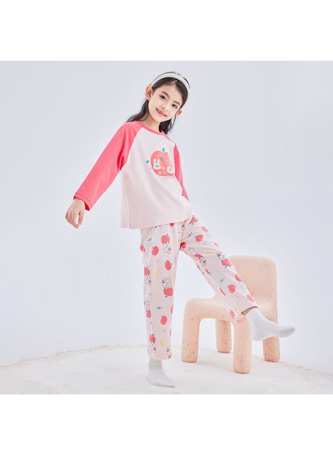 Deesha Girls' 60s High-count Cotton Spring And Autumn Homewear Set Baby Air-conditioned Two-piece Pajamas - Image 1