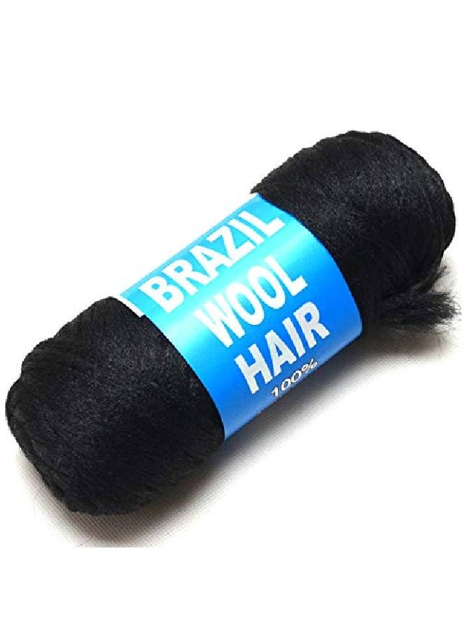 BLUPLE - Brazilian Wool Hair 1 Roll Black Acrylic Yarn For African Hair Braiding Sengalese Twisting Jumbo Braids/Crochet Faux Locs/Wraps/Dreadlocks - Image 1