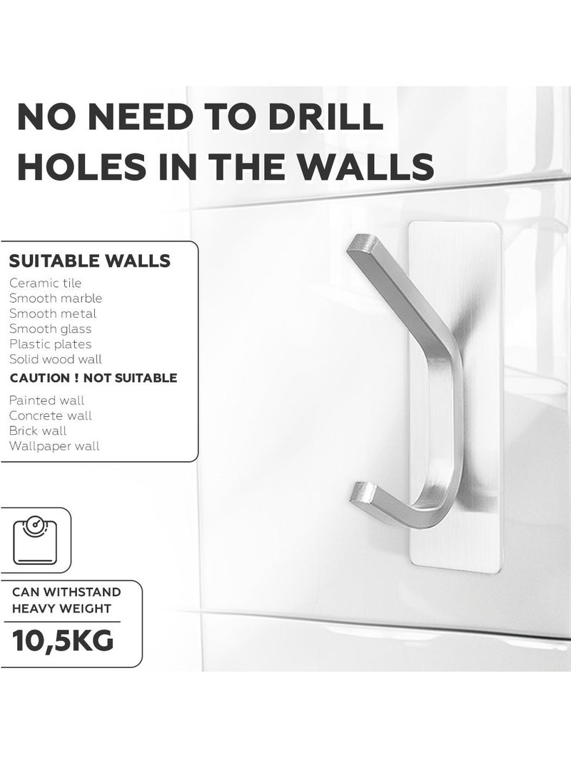 4 Pack Stainless Steel Adhesive Wall Hooks, Heavy Duty for Hanging Coats, Towels, Bags - Image 5