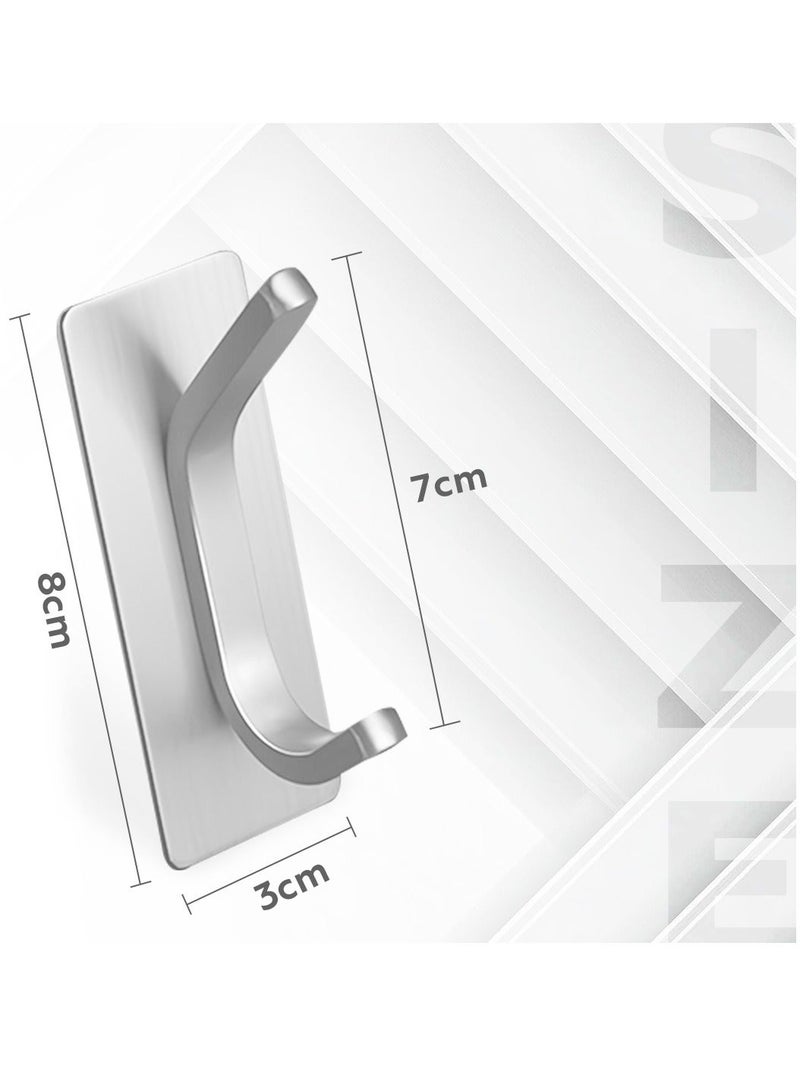 4 Pack Stainless Steel Adhesive Wall Hooks, Heavy Duty for Hanging Coats, Towels, Bags - Image 3