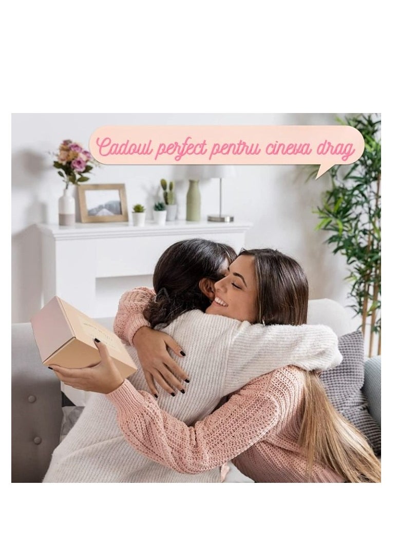 XiuWoo Set for Women, Satin Nightgown Box, Card, eyes mask, "Be Your Own Queen" Thermos, Scented Candle, Heart Soap, Effervescent Bath Salt and Cotton Towel, Pink  - Image 3