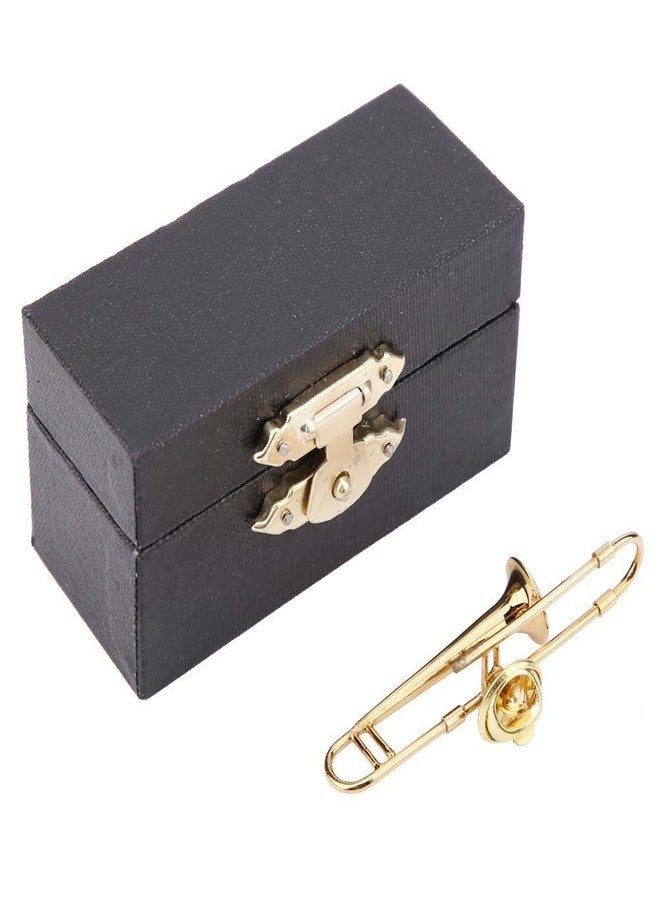 Simlug Pin Badges Brooches for Men Women, Mini Unique Gold Plating Musical Instrument Brooch Gift Decoration with Box(Trombone) - Image 1