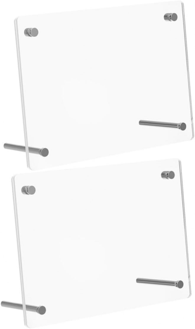 Abaodam 2pcs Acrylic Tabletop Picture Frames for 6-inch A6 Photos and Postcards, 3+3mm Thick Mini Photo Display Stands for Home and Office Decor - Image 1