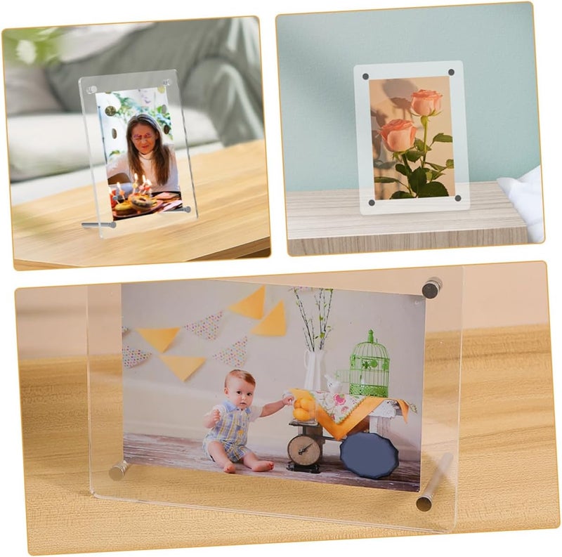 Abaodam 2pcs Acrylic Tabletop Picture Frames for 6-inch A6 Photos and Postcards, 3+3mm Thick Mini Photo Display Stands for Home and Office Decor - Image 3
