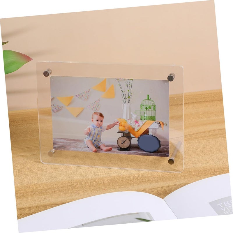 Abaodam 2pcs Acrylic Tabletop Picture Frames for 6-inch A6 Photos and Postcards, 3+3mm Thick Mini Photo Display Stands for Home and Office Decor - Image 5