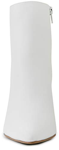 Sugar Women's Winter Chelsea Booties - Chunky High Heel, Pointed Toe, Fashion Ankle Boots-Evvie-White Size-8.5 - Image 4