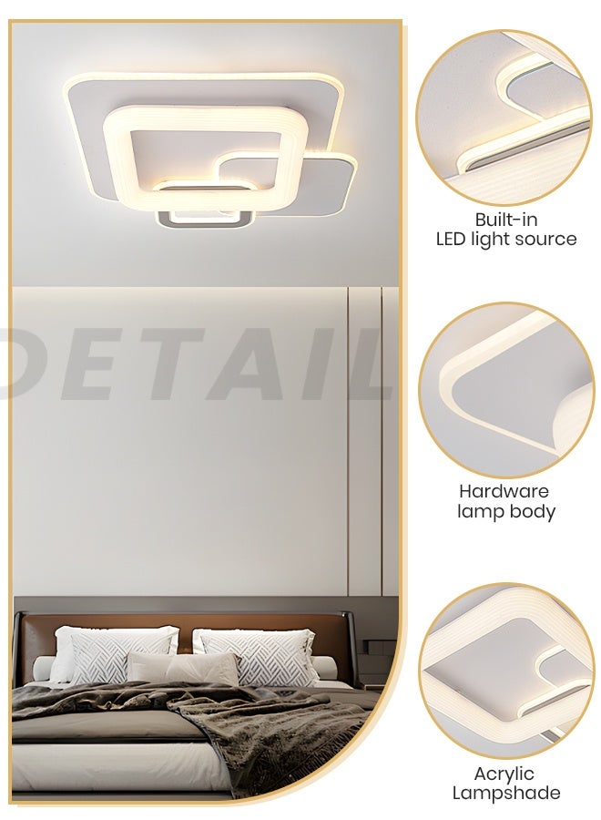YATAI LIGHTING Modern LED Ceiling Light, 140W Square Flush Mount, 20.8 inch(53cm), 3-Color Dimmable with Remote, Acrylic Lampshade for Bedroom, Living Room & Library - Image 2