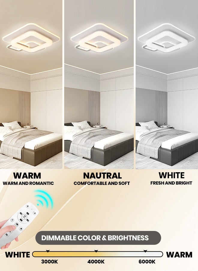 YATAI LIGHTING Modern LED Ceiling Light, 140W Square Flush Mount, 20.8 inch(53cm), 3-Color Dimmable with Remote, Acrylic Lampshade for Bedroom, Living Room & Library - Image 4