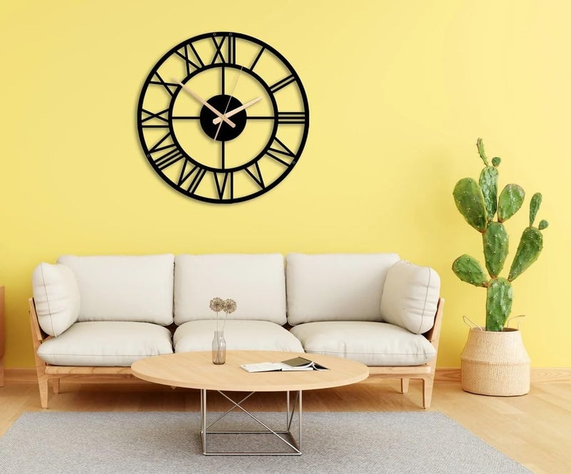 Hometrix Metal Wall Clock Large Metal Wall Clock for Living Room Bedroom Metal Wall Ornament Outdoor Wall Clock Home Decor Clocks and Gifts Laser Cut Clock Home Gifts Black 40 CM DA113 - Image 5