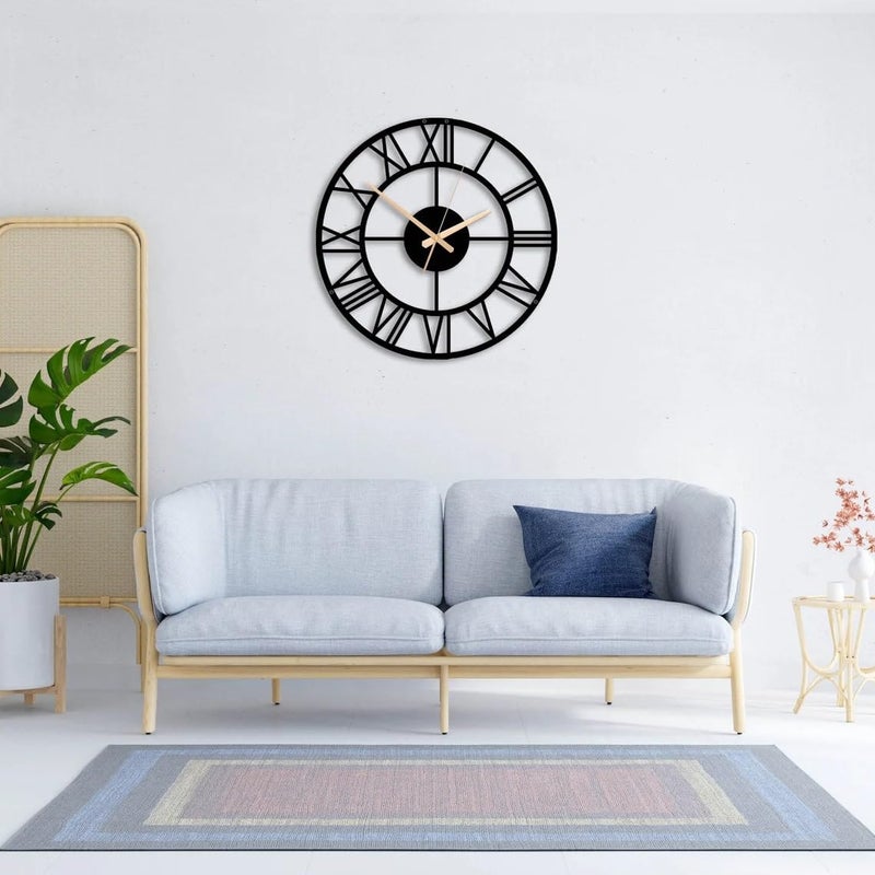 Hometrix Metal Wall Clock Large Metal Wall Clock for Living Room Bedroom Metal Wall Ornament Outdoor Wall Clock Home Decor Clocks and Gifts Laser Cut Clock Home Gifts Black 40 CM DA113 - Image 2