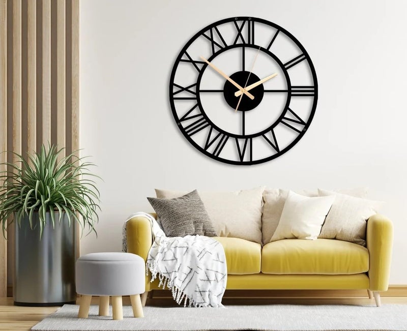 Hometrix Metal Wall Clock Large Metal Wall Clock for Living Room Bedroom Metal Wall Ornament Outdoor Wall Clock Home Decor Clocks and Gifts Laser Cut Clock Home Gifts Black 40 CM DA113 - Image 4