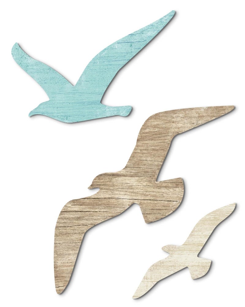 Putuo Decor 3pcs Wood Seagull Wall Decor Wooden Beach Wall Decor Coastal Theme Wall Art Seagull Wall Sculpture Sea Birds Lake House Ocean Decor Vintage Ornaments For Home Bathroom - Image 1
