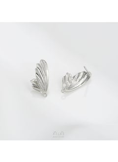 14K Gold-Plated Butterfly Wing Stud Earrings 925 Silver DIY Jewelry White gold butterfly wings earrings 1 pair of 2 or so 1 each