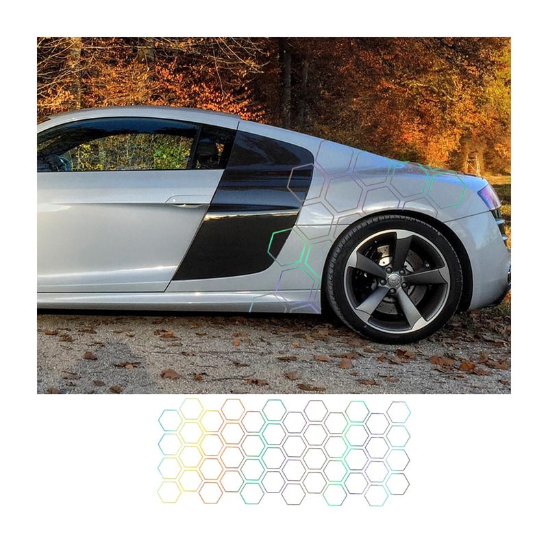 Bittwee Car Door Side Decals Automotive Body SelfAdhesive Wterproof DIY Hexagon Pattern Vinyl Door Side Graphics Stickers Decoration Accessories Universal for Vehicles SUV Trucks Multicolour - Image 3