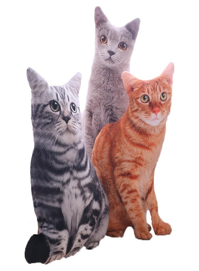 Maomoto 19.6'' Cat Shape Throw Pillow Plushie Doll - 3D Simulation Plush Stuffed Animal Toy for Kids, Sofa Chair Home Decor (Grey) - Image 3