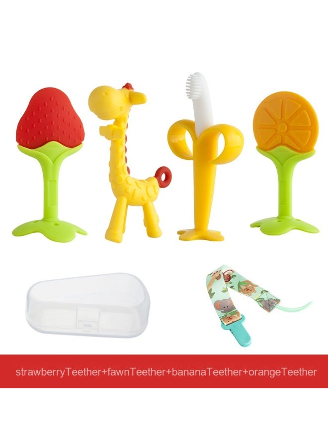 Baby Fruit Teether - Little Mushroom Banana Giraffe Matchstick Monkey Teether 
