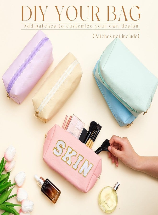 Kigeli 15 Pcs Aesthetic Makeup Bags PU Leather Cosmetic Pouches Waterproof Plain Toiletry Bags Makeup Pouches Bulk for Women Party Gift Travel Storage Organizer(Vivid Color) - Image 4