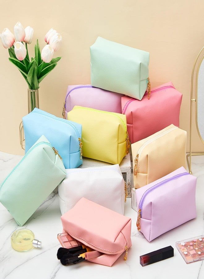 Kigeli 15 Pcs Aesthetic Makeup Bags PU Leather Cosmetic Pouches Waterproof Plain Toiletry Bags Makeup Pouches Bulk for Women Party Gift Travel Storage Organizer(Vivid Color) - Image 3