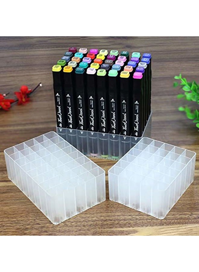 Chris.W 2 Pack 40-Slot Art Markers Pen Holder Desk Stand Organizer Storage Tray Marker Empty Storage Pack(Clear) - Image 5