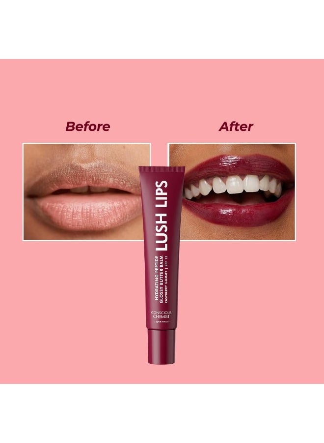 Conscious Chemist® Peptide Lip Balm SPF15 - Raspberry Gummy | 24 hr Hydration & Moisturizing Lip Balm for Dark & Pigmented Lips | Sun Protection | Soothes Dry Lips & Repair Moisture Barrier - 15g , Burgundy - Image 2