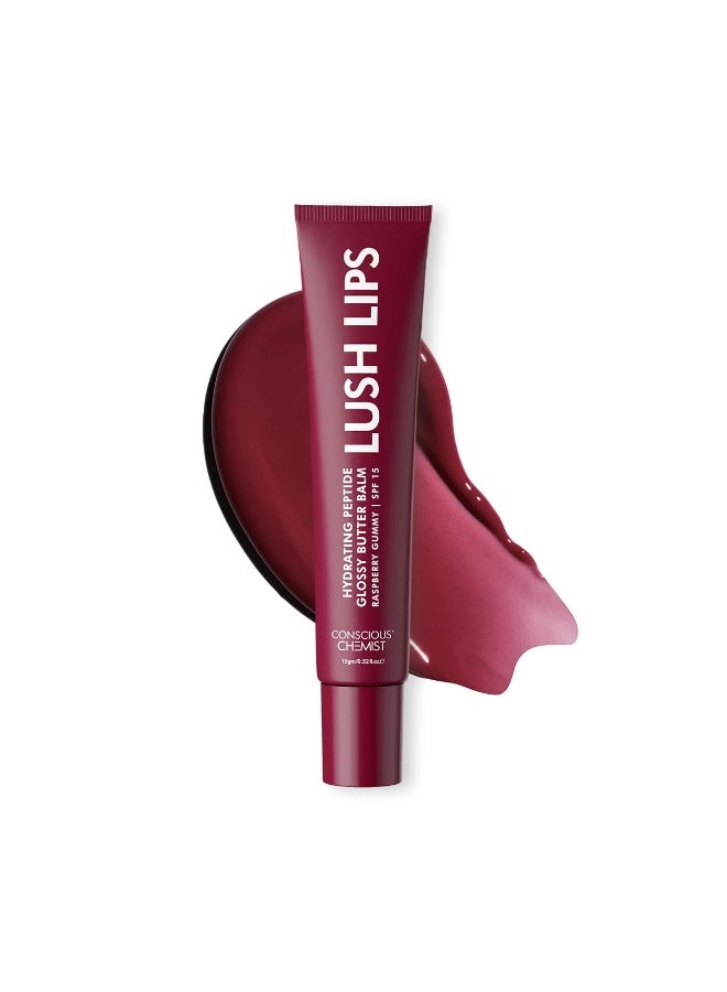 Conscious Chemist® Peptide Lip Balm SPF15 - Raspberry Gummy | 24 hr Hydration & Moisturizing Lip Balm for Dark & Pigmented Lips | Sun Protection | Soothes Dry Lips & Repair Moisture Barrier - 15g , Burgundy - Image 1