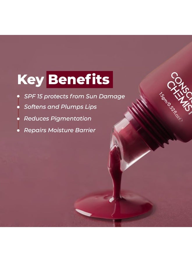 Conscious Chemist® Peptide Lip Balm SPF15 - Raspberry Gummy | 24 hr Hydration & Moisturizing Lip Balm for Dark & Pigmented Lips | Sun Protection | Soothes Dry Lips & Repair Moisture Barrier - 15g , Burgundy - Image 4