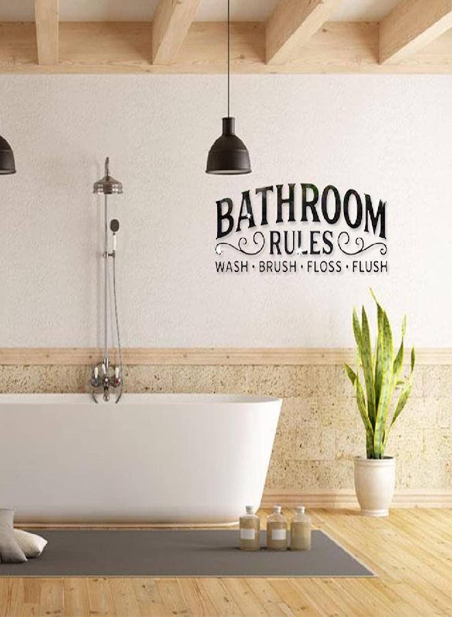 SNOMEL 3D Acrylic Mirror Bathroom Wall Sticker, Bathroom Rules Wash Brush Floss Flush Mirror Wall Decals, Removable Lettering Mural Art Decor for Restroom Toilet Washroom (Black) - Image 2