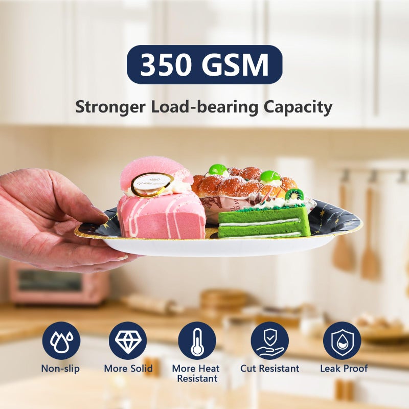 Grencian Gold Star Moon Party Supplies - 96Pcs Moon and Stars Party Supplies Plates and Napkins Navy Blue Celestial Hanging Crescent Disposable Tableware for Celestial Birthday Decorations Serve 24 - Image 5