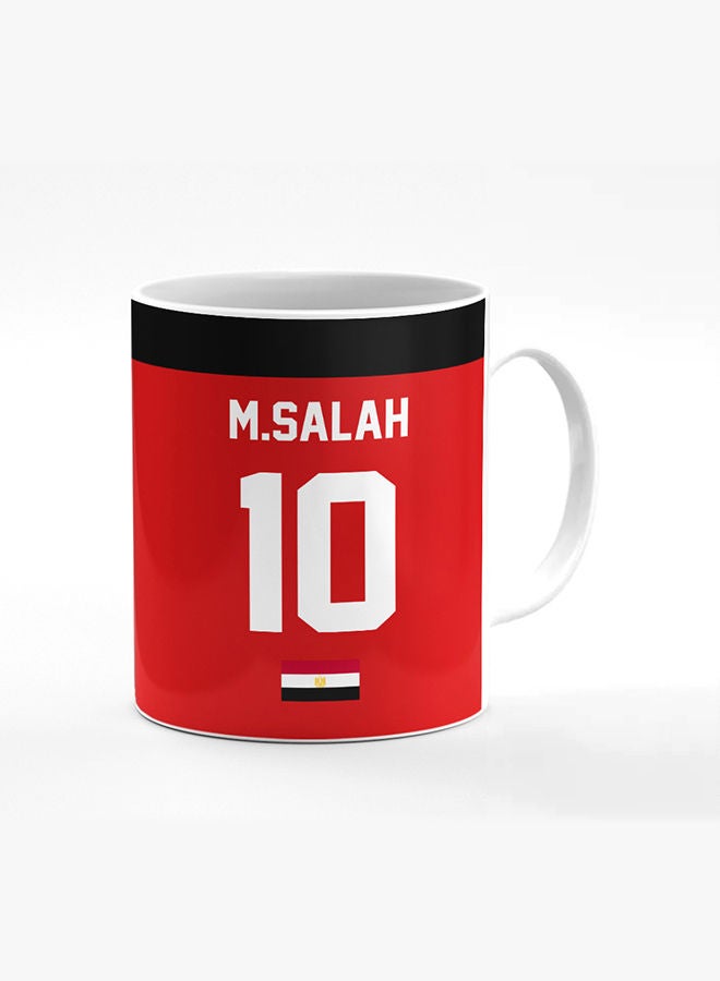 Stylizedd Designer Printed Coffee Mug with Heavy Duty Handle 11oz Ceramic Personalised Gift Mugs Cup [Microwave Safe & Dishwasher Proof] -Football Team - Egypt Player Name - M.Salah - Image 1