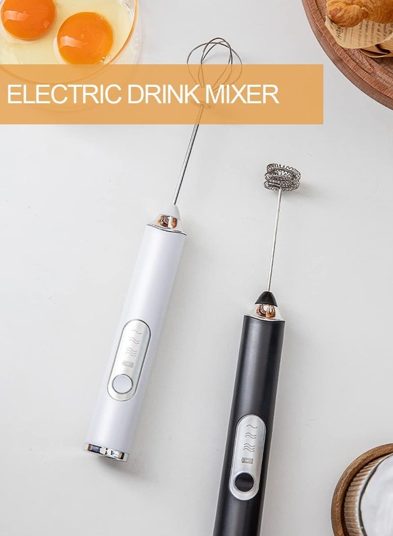 DOLOLO Handheld Electric Milk Frother with 2 Heads, Coffee Whisk Foam Mixer with USB Rechargeable 3 Speeds, Foam Maker Blender for Latte, Cappuccino, Hot Chocolate, Egg(White with Box) - Image 5