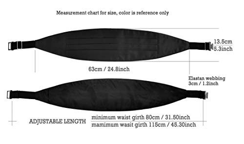 Salutto Tuxedos Girdle Cummerbund Bow Tie Pocket Square Handkerchief Set Formal Solid Color Black - Image 2