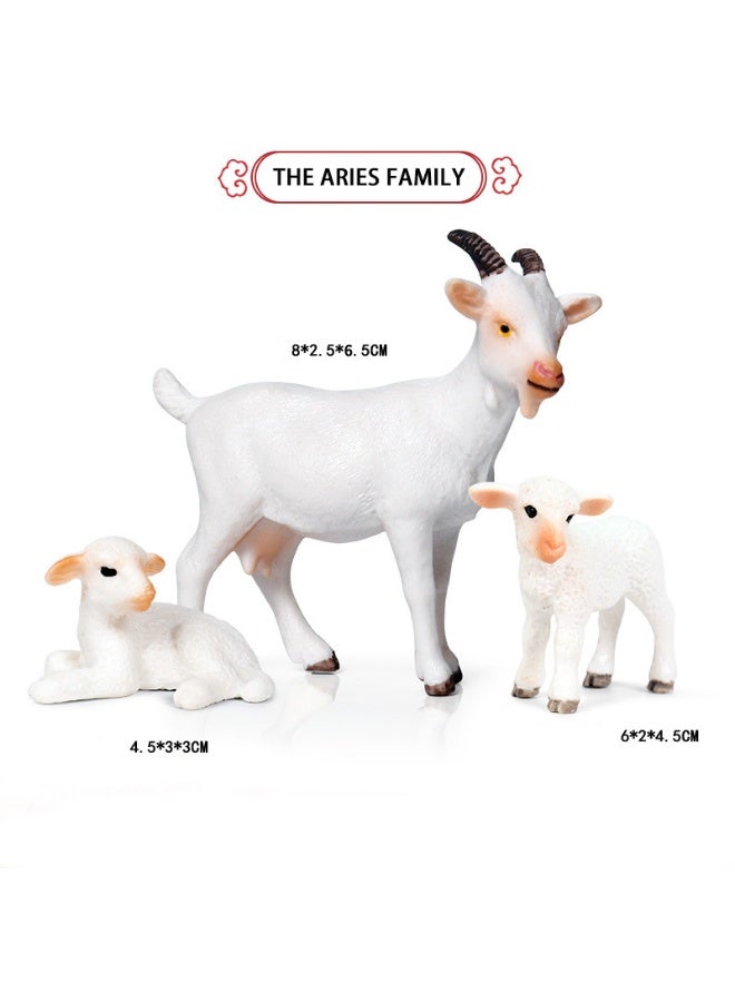 هالامودو 3 قطع غنم أبيض نموذج حيوان العائلة، تمثال حيوان الغابة الصغيرة الواقعي، محاكاة صلبة شكل عمل الأغنام البيضاء، لعبة الأطفال المعرفية، ديكور كعكة صغيرة، حفلة عيد ميلاد مجموعة الهدايا، 12.5*4.5*7 سم - Image 1