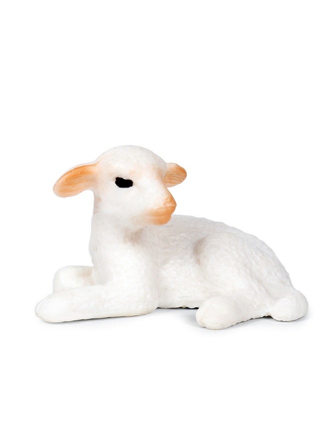 هالامودو 3 قطع غنم أبيض نموذج حيوان العائلة، تمثال حيوان الغابة الصغيرة الواقعي، محاكاة صلبة شكل عمل الأغنام البيضاء، لعبة الأطفال المعرفية، ديكور كعكة صغيرة، حفلة عيد ميلاد مجموعة الهدايا، 12.5*4.5*7 سم - Image 4