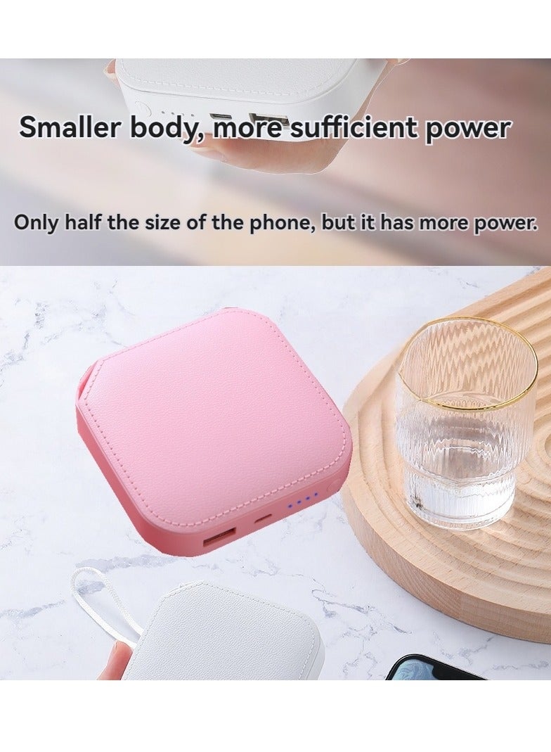 Mini power bank 20000 mAh large capacity creative ultra-thin compact portable power bank (pink) - Image 1